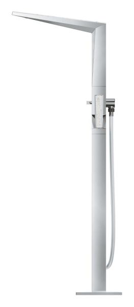 Grohe Allure Brilliant Wannenarmatur freistehend mit White Attica Ceasarstone Einlagen