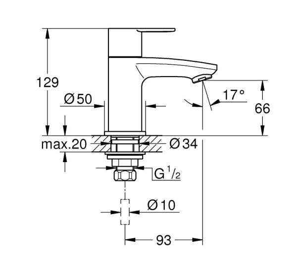 Grohe Eurostyle Cosmopolitan Standventil XS-Size, chrom