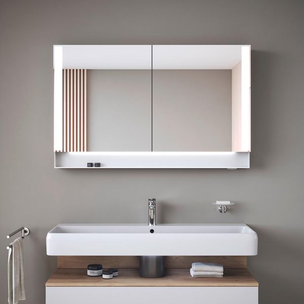 Duravit Qatego Spiegelschrank 120x75cm, mit 2 Türen und Nischenbeleuchtung, dimmbar