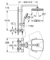 Vorschau: Grohe QuickFix Vitalio Comfort 250 Thermostat-Duschsystem, Kopfbrause eckig, schwarz matt