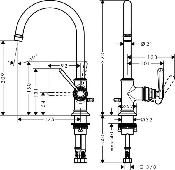 Axor Montreux Einhebel-Waschtischmischer 210 mit Ablaufgarnitur