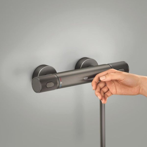 Grohe Precision Feel Thermostat-Brausebatterie mit ProGrip Rändelstruktur, hard graphite gebürstet 34790AL0