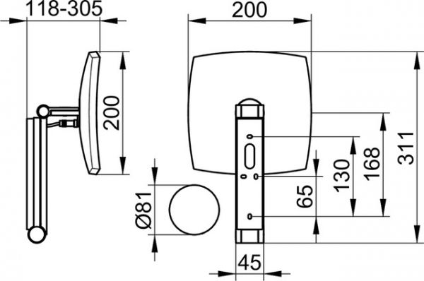 Keuco iLook move LED-Kosmetikspiegel DALI-steuerbar eckig 20x20cm, 5-fache Vergrößerung