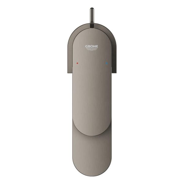 Grohe Plus Einhand-Waschtischbatterie, S-Size, Zugstangen-Ablaufgarnitur, hard graphite gebürstet
