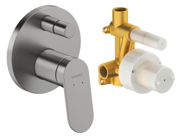 Duravit Wave Einhebelmischer Unterputz Set rund, edelstahl gebürstet