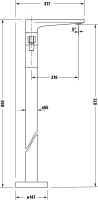 Vorschau: Duravit Tulum Einhebel-Wannenmischer bodenstehend, schwarz, TU5250000046 technische Zeichnung