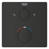 Vorschau: Grohe Grohtherm Thermostat-Brausebatterie für 2 Verbraucher, eckig, matt black