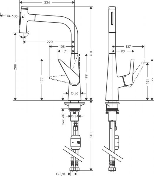 Hansgrohe Talis Select M51 Einhebel-Küchenmischer 300, Ausziehbrause, 2jet