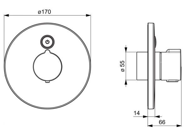 Hansa Hansaelectra Fertigmontageset Brause-Thermostat-Batterie, Batteriebetrieb, rund, chrom