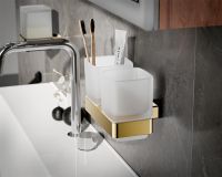 Vorschau: emco loft Doppelglashalter Kristallglas satiniert, gold poliert