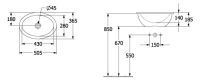 Vorschau: Villeroy&Boch Loop&Friends Einbauwaschbecken oval, 50,5x36cm, weiß technische Zeichnung 4A610001