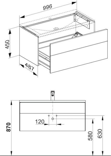 Keuco Royal Reflex Waschtischunterschrank mit Frontauszug, 99,6x48,7cm 34070210000