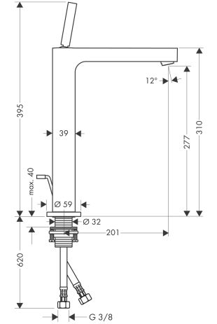 Axor Citterio Einhebel-Waschtischmischer mit Zugstangen-Ablaufgarnitur für Waschschüsseln