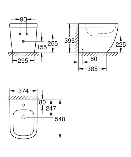 Grohe Euro Keramik Bidet bodenstehend weiß 39340000