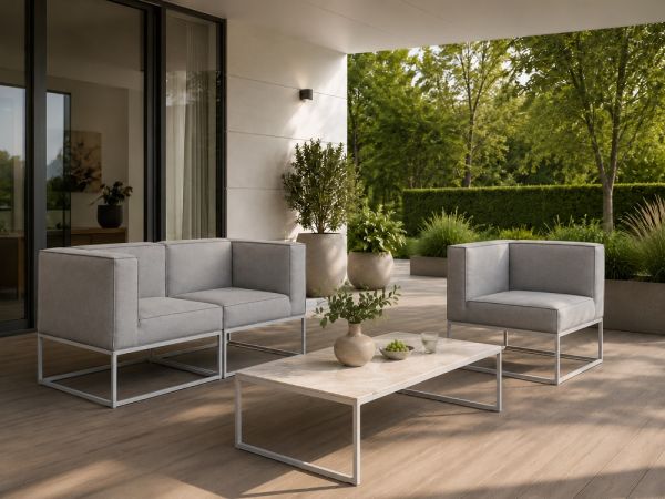 KETTLER MODENA MODULAR Outdoor Lounge-2er-Sofa 152cm Sunbrella®, silber/flanelle