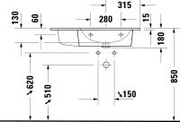Vorschau: Duravit ME by Starck Waschtisch 83x49cm, mit Überlauf, mit Wondergliss, weiß 23468300001