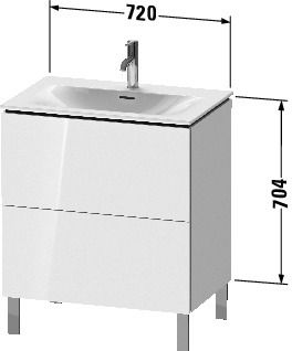 Duravit L-Cube Waschtischunterschrank bodenstehend 72x48cm mit 2 Schubladen für Viu 234473, techn. Zeichnung