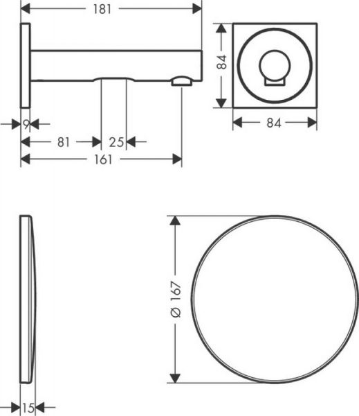 Axor Uno Elektronik-Waschtischmischer 160 Unterputz Wandmontage