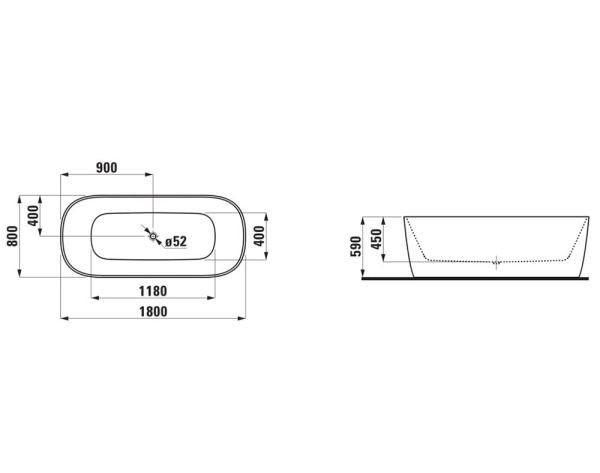 Laufen Meda freistehende Badewanne 180x80cm aus Marbond