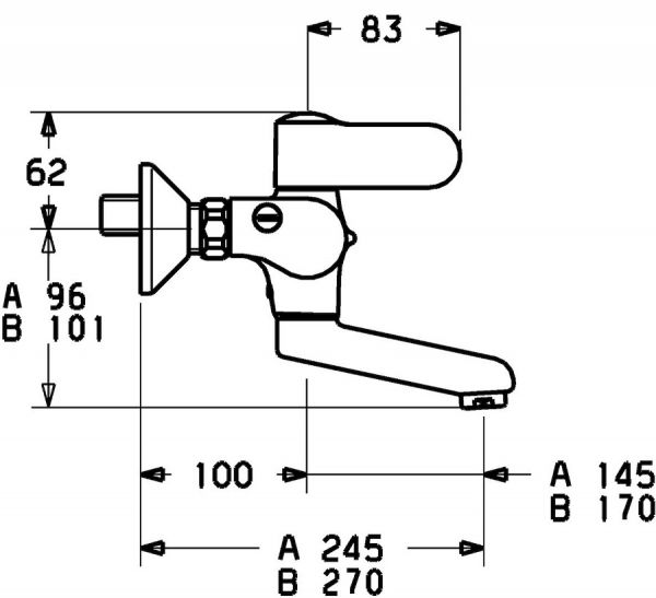 Hansa Hansatempra Wasch-/Spültisch-Thermostat-Wandbatterie, 245mm, chrom