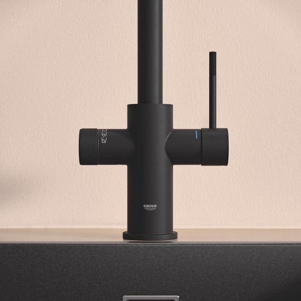 Grohe Blue 2.0 5-in-1-Armatur, C-Auslauf, ausziehbar, phantom black