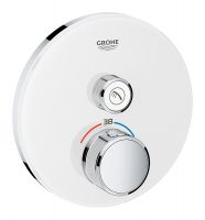 Grohe Grohtherm SmartControl Thermostat mit einem Absperrventil, Fertigmontageset rund, chrom/moon white 29150LS0