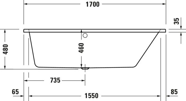 Duravit No.1 Trapez-Badewanne 170x100cm, Rückenschräge rechts, weiß