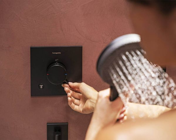 hansgrohe Ecostat Comfort E Thermostat Unterputz für 2 Funktionen, schwarz matt