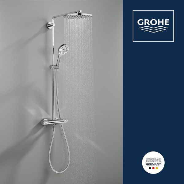 Grohe Vitalio Joy+ CoolTouch System 280 Duschsystem mit Thermostatbatterie, Aufputz, chrom