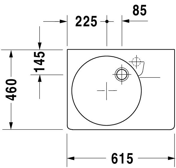 Duravit Scola Waschtisch rechteckig 61,5x46cm, mit Überlauf, ohne Hahnloch, Becken links, weiß 0684600000