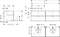 Vorschau: Hansgrohe Xevolos E Waschtischunterschrank 157cm für 2 Aufsatzwaschtische mit Konsole, 4 Schubkästen