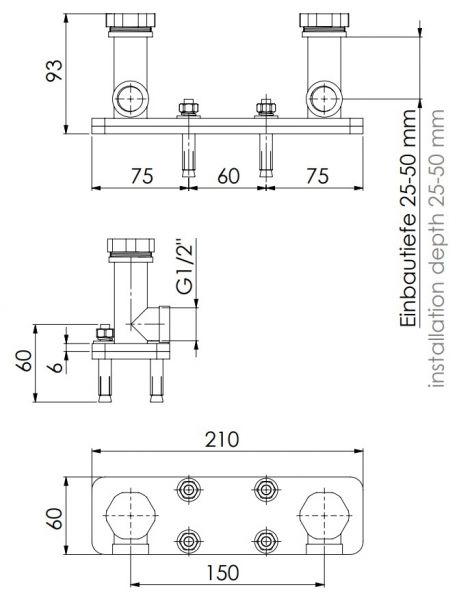 Steinberg Serie 100 Einbaukörper 1/2“ für freistehende Wannen-Armatur, chrom