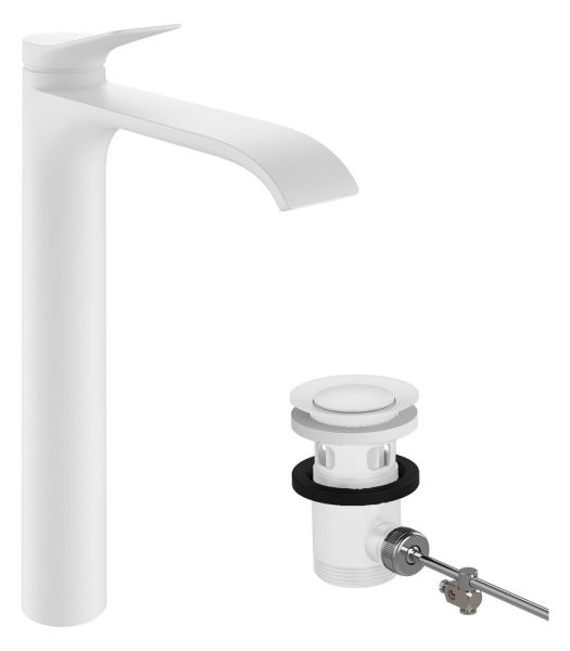 hansgrohe Vivenis Waschtischarmatur 250 CoolStart mit Abalufgarnitur, weiß matt 75044700