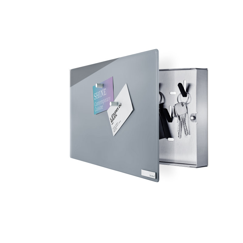 blomus VELIO Schlüsselkasten Glasmagnettafel 20x30cm grau