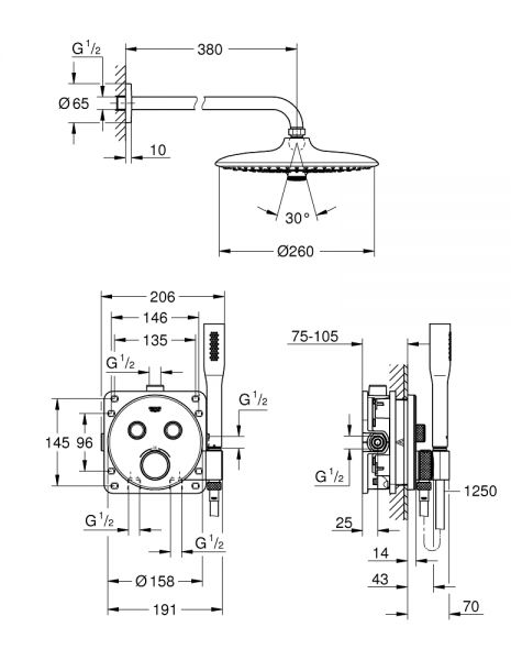 Grohe Grohtherm SmartControl Duschsystem Unterputz, chrom