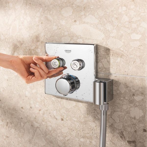 Grohe Precision SmartControl Duschsystem, eckig, Thermostat, Vitalio Rain Mono 310 Kopfbrause, chrom