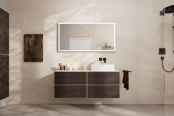 Hansgrohe Xevolos E Unterschrank 137cm für Aufsatzwaschtisch rechts mit Konsole, 4 Schubkästen