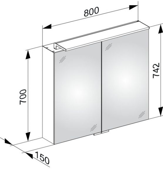 Keuco Royal L1 Spiegelschrank 80x74,2cm, silber-gebeizt-eloxiert