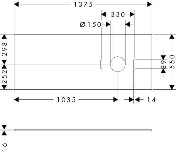 hansgrohe Xilesa E Konsole 137,5x55cm für Aufsatzwaschtisch rechts ohne Hahnloch