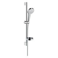 hansgrohe Croma Select S Brauseset 110 Vario 3jet mit Brausestange 65cm, Seifenschale, weiß/chrom 28170400