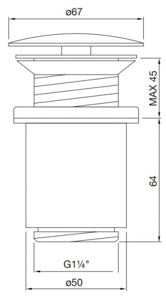Steinberg Serie 100 Ablaufgarnitur mit Druckverschluss für Waschbecken ohne Überlauf, chrom