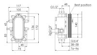 Vorschau: Steinberg Universal Unterputzkörper ½“, für Wanne/Brause und Brause-Einhebelmischer