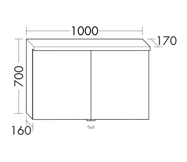 Burgbad Lin20 Spiegelschrank mit horizontaler LED-Beleuchtung, Waschtischbeleuchtung, 2tlg, 100x70cm SPQL100F5351