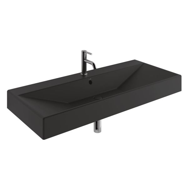 Kludi RESA Waschtisch 121x50cm mit 1 Hahnloch und Überlauf, schwarz matt 59WW12139