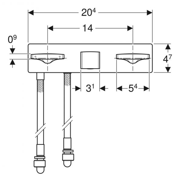 Geberit ONE Waschtischarmatur eckiges Design, Wandmont., Zweigriffmischer, f. UP-Funktionsbox, chrom