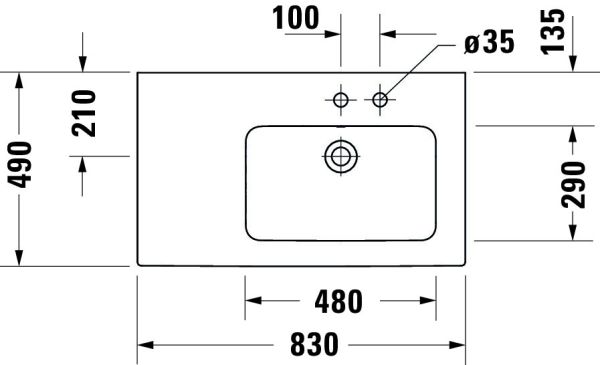 Duravit ME by Starck Waschtisch 83x49cm, 1 Hahnloch, Becken rechts, WonderGliss, weiß 23468300001