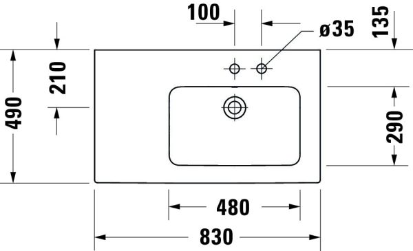 Duravit ME by Starck Waschtisch 83x49cm, 1 Hahnloch, mit Überlauf, Becken rechts, weiß 2346830000