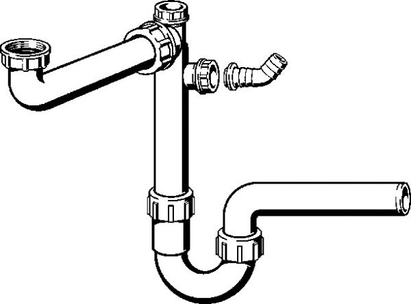 Viega Spültisch-Ablauf für 1 Becken 1 1/2 x 50, Raumsparmodell