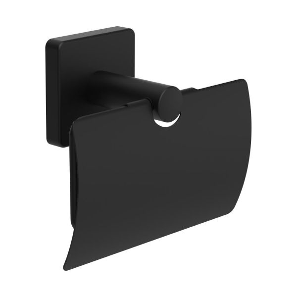 Laufen Niara S Papierrollenhalter mit Deckel zum Kleben oder Bohren, titanschwarz matt