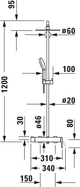 Duravit C.1 Shower System/Duschsystem mit Brausemischer, chrom